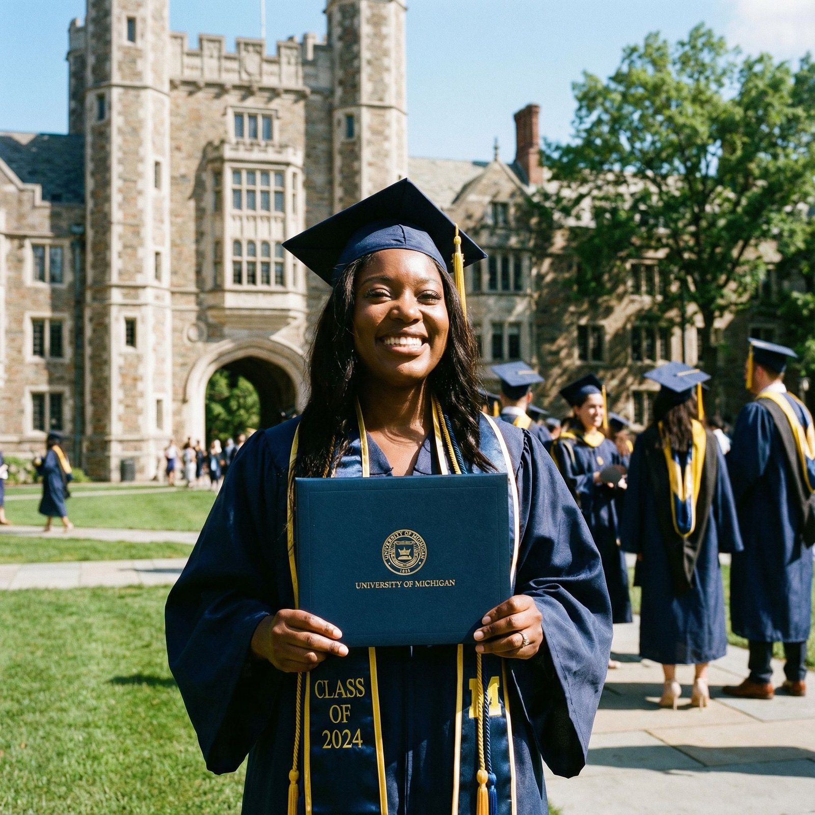 Graduating international student celebrating success